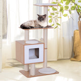 PawHut 47" Premium Wood Cat Tree Kitty Scratching Post Kitten House