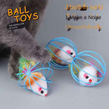 Palo de juguete para gato, varita de plumas con campana, jaula para ratón, juguetes de plástico, 1 ud.