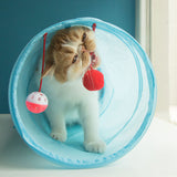 Juguete de túnel para gatos, mascota divertida, 2 agujeros, tubos de juego, bolas, plegable, arrugado