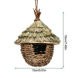 Encantadora casa decorativa para colibríes, nido de paja colgado tejido a mano