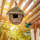 Encantadora casa decorativa para colibríes, nido de paja colgado tejido a mano