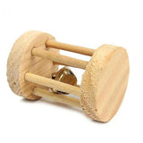 Cute Natural Wooden Rabbits Toys Pine Dumbells Unicycle Bell Roller
