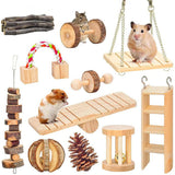 Cute Natural Wooden Rabbits Toys Pine Dumbells Unicycle Bell Roller