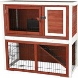 Jaula para conejos con techo inclinado, mediana, marrón/blanco jaula para animales conejo